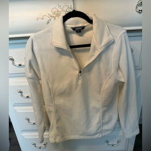 White Fleece Pullover, Lands End, NWOT, Size Medium